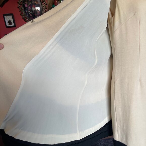 Vintage Lilli Ann Knit Black Cream Mod Dress Coat with Scarf Set Sz Medium - Picture 8 of 14